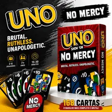 Jogo de Cartas Uno No Mercy - Sem Piedade - 168 Cartas - Para Família e Amigos - Alta Qualidade - Genérico