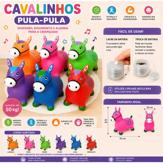 Cavalinho Upa Upa Pula Pula Inflável Musical Brinquedo Infantil