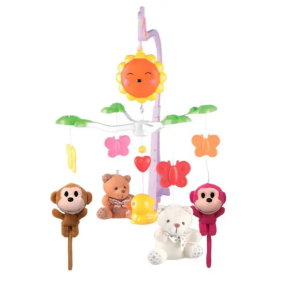 Móbile Interativo Para Bebês Brinquedo De Berço Com Pelúcias Chocalho E Música