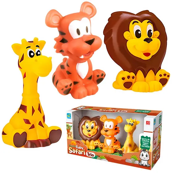 Brinquedo Mordedor Safari Baby Infantil Bonecos Em Vinil Para Bebês Menina Menino
