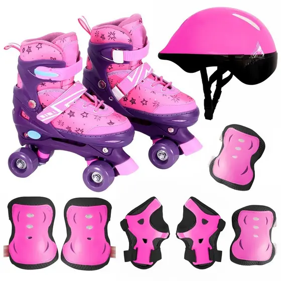 Patins Roller Quad Rosa Menina Judy Adventure Ajustável 34 ao 37 Com Kit Proteção – LP Toys