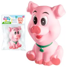 Mordedor Bebê 3 Meses Porquinho Brinquedo Sensorial 100% Vinil Macio Animais Bichinhos Rosa