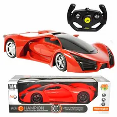 Carrinho Controle Remoto Infantil Com Luzes Recarregável Rodas Emborrachas Sport Champion - Dm Toys