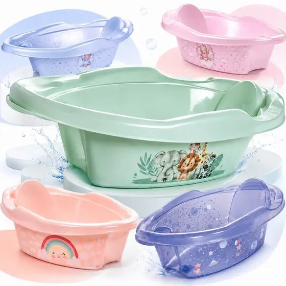 Banheiras Bebê De Banho Infantil 21 Litros Verde Rosa Azul Com Encosto E Válvula Segura Confortável