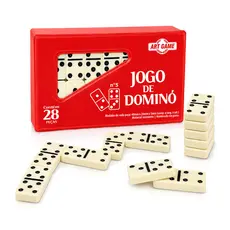 Jogo De Dominó Profissional Com 28 Peças Osso Estojo Várias Cores Brinquedo Resistente