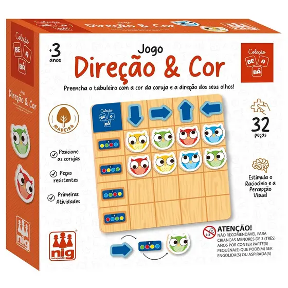 Direção E Cor Jogo Infantil Educativo Em Madeira 32 Peças - Nig Brinquedos