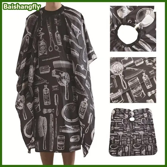 baishangfly Pano Impermeável Salão De Barbeiro Capa Cabeleireiro Avental Corte De Cabelo BHF