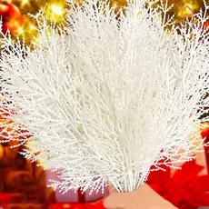 Agulhas De Pinheiro De Neve Artificiais De Natal-Ramos Branco Decoração De Casamento De Árvore Casa De Mesa DIY