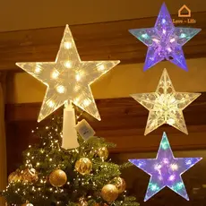 LED Árvore De Natal Star Topper-Pentagrama De Luz Fada Alimentado Por Bateria-Lâmpada Noturna Decoração