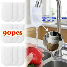 30/60/90Pcs Filtro De Torneira Universal De Algodão-De Malha De Nylon Espessado Anti-Respingos Com Alça Em T-Saco De Águ