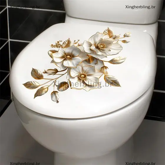 XBBR Tampa De Vaso Sanitário Autoadesiva À Prova D'água Com Flor De Lótus Adesivo Decorativo Para Banheiro Quente