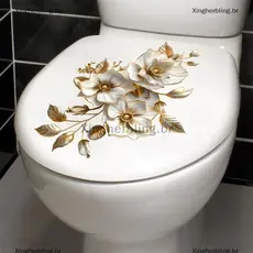 XBBR Tampa De Vaso Sanitário Autoadesiva À Prova D'água Com Flor De Lótus Adesivo Decorativo Para Banheiro Quente