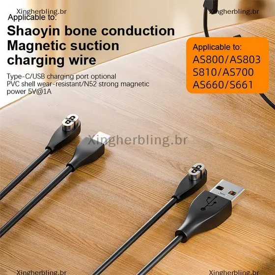 XBBR Shokz AS800/S803/S810/OpenRun Fone De Ouvido De Condução Óssea USB/Cabo Carregador Tipo C Quente