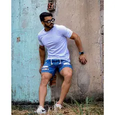 Camiseta Masculina Texturizada Moda Elegante Gola Redonda Manga Curta Exclusiva Barato Ribana