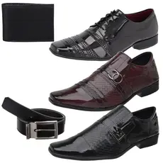 Kit 1 Par De Sapato Social Masculino Mais Cinto E Carteira Oferta
