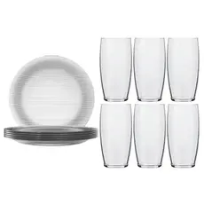Kit 6 Pratos Rasos Diamante E 6 Copos Oca Nadir Jogo De Copos E Pratos Prático E Resistente