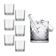 Kit Balde De Gelo Vidro Timeless + 6 Copos De Whisky 265ml