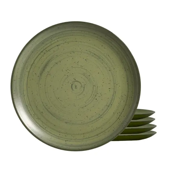Jogo De Pratos Raso Cerâmica Kit 4 Peças 29cm Kya Olive Alleanza Rustico