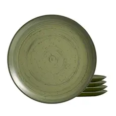 Jogo De Pratos Raso Cerâmica Kit 4 Peças 29cm Kya Olive Alleanza Rustico