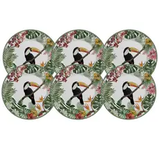 Jogo De Pratos Para Sobremesa 21cm Kit 6pcs Cerâmica Paradiso Alleanza Tropical