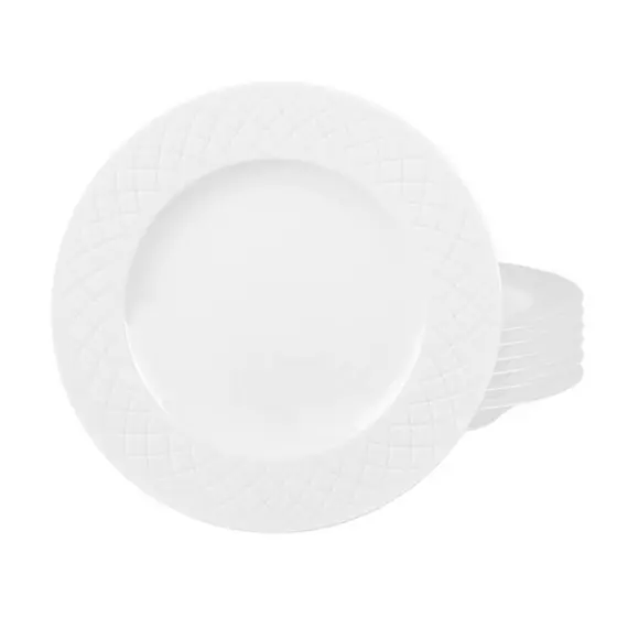 Jogo de Pratos Raso 27cm Kit 6 Peças Em Porcelana Ingrid Tramontina Branco