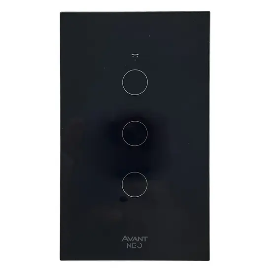 Interruptor Inteligente Preto Wifi 3 Botões Touch Avant Neo
