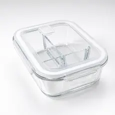 Pote 1000ml Hermético De Vidro Com 3 Divisórias Tampa c/ Trava