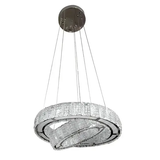 Pendente Led Cristal 2 Anéis Redondos 48w Bivolt