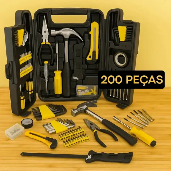 Kit Jogo De Ferramentas 200 Peças Com Maleta