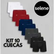 Kit 10 Cuecas Boxer Masculina Selene Microfibra Poliamida Sem Costura Premium