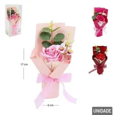 Flor Artificial de Plástico Rosa Aromatizada 17cm