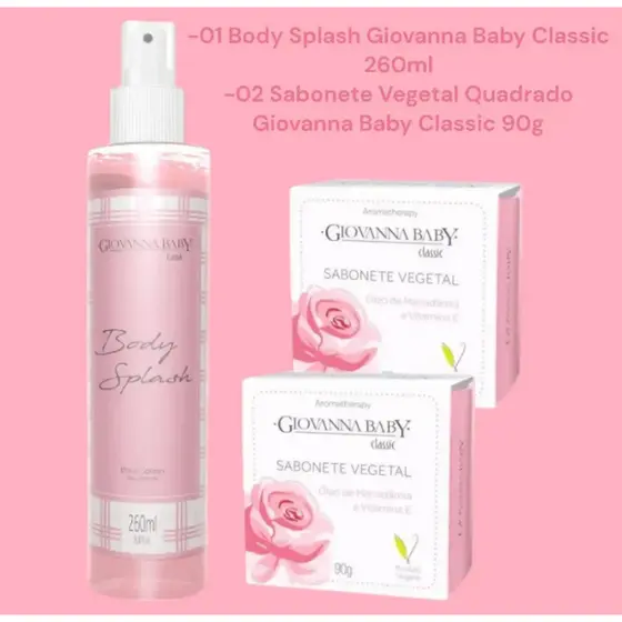 Kit Giovanna Baby Classic Body Splash + 2un Sabonete Vegetal 4.8 Avaliação 4.8 d