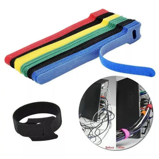 Kit 50 Organizador De Cabos Fios Velcro Abraçadeira Prender