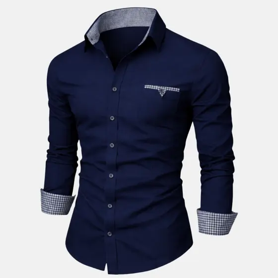 Camisa Masculina - Manga Longa - Slim Original C/ Elastano