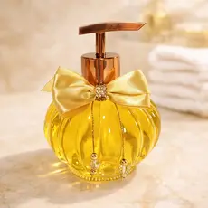 Saboneteira Vidro Dijon 250ml com Válvula Cromada Luxo e Laço Decorativo