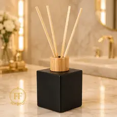Difusor em Vidro Cubo Preto Luxo 100ml Aromatizador de Ambiente