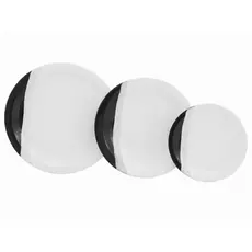 Aparelho de jantar ceramica porcelarte 12 peças prato raso, fundo e sobremesa jogo completo preto