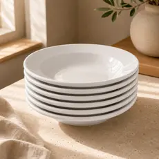 Jogo Conjunto de Prato Fundo Jantar Cerâmica Branco Oxford 22 cm - 06 unidades