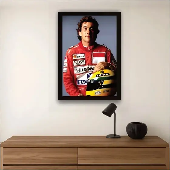 Quadro decorativo Ayrton Senna piloto de fórmula 1 campeão brasileiro