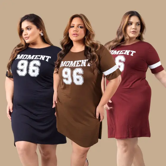Vestido Curto Plus Size Elegante Feminino Estampado Basico Dia a Dia Festa