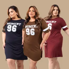 Vestido Curto Plus Size Elegante Feminino Estampado Basico Dia a Dia Festa