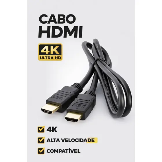 Cabo HDMI 2.0 1M 4K Ultra HD Alta Velocidade TV, PS4, Xbox, Notebook
