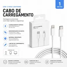 Cabo IPhone Carregamento Rápido Tipo C x Lightning