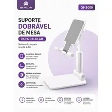 Suporte Celular Dobrável Ajustável Antiderrapante ideal para Mesa