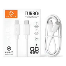 Cabo Original USB-C para USB-C H’Maston Turbo HB16-CC 65W – Alta Performance e Carregamento Rápido