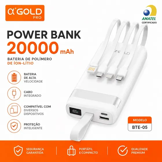 Power Bank 20000mAh Carregador Portátil Universal Carga Rápida Android iPhone