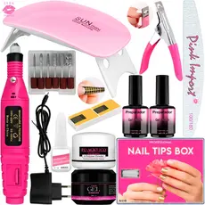 Kit Manicure Iniciante Completo Gel De Unhas Cabine Estufa Sun Mini + Lixadeira Eletrica de Unhas