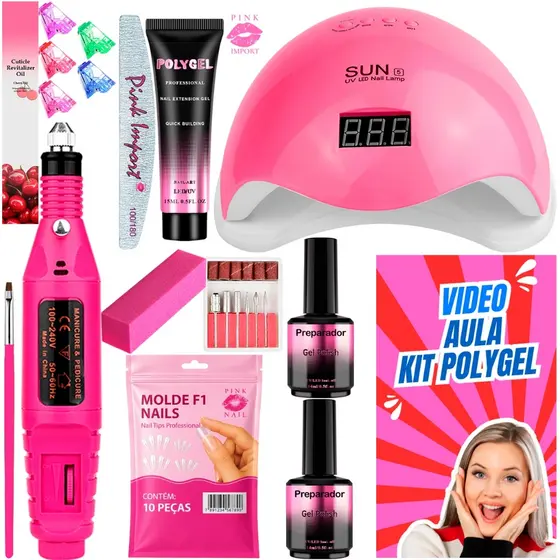 Kit polygel Lixadeira elétrica de unha + cabine sun led/UV Manicure