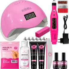 Kit de Unha Polygel Lixadeira Caneta + Óleo De Cutícula + Cabine LED UV Sun Manicure de Unhas