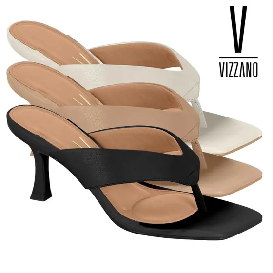 Sandália Tamanco Feminino Vizzano Casual Salto Médio Taça Bico Quadrado Confortável Original